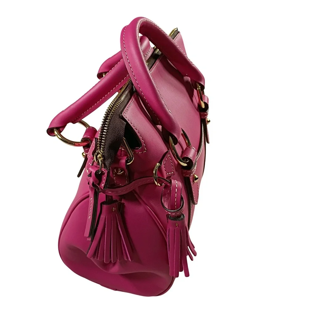 Dooney & Bourke Satchel Women Small Fuchsia Pink Tassel Leather Bag